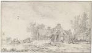 Thatched Cottage By A Canal by Jan van Goyen