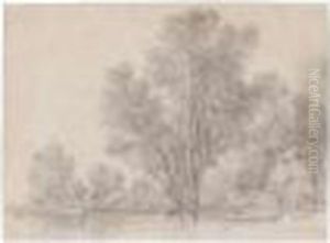 Wooded River Landscape With Boats And A Cottage