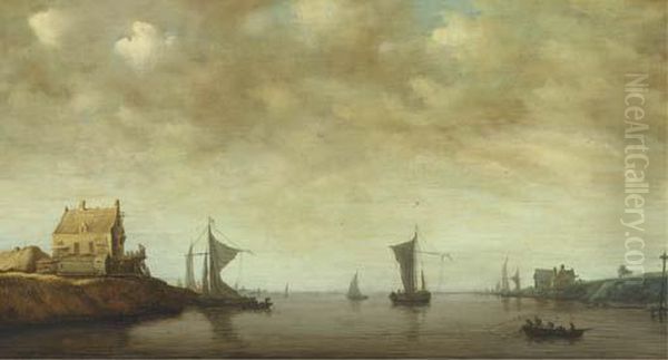 Shipping By The Oude Wachthuis On The Kil Near Dordrecht - view 1