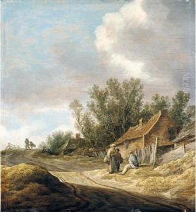 A Dune Landscape With Figures Resting On A Track, Travellers Beyond by Jan van Goyen