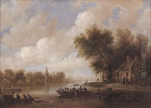 48. Follower Of Jan Josephs Van Goyen , "summer's Day On The River Schie Near Overschie"
