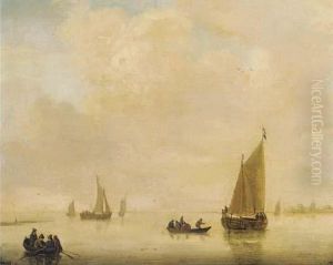 A River Landscape With Fishing Boats And Other Shipping by Jan van Goyen