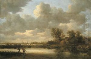 Fishermen Drawing In Their Nets by Jan van Goyen