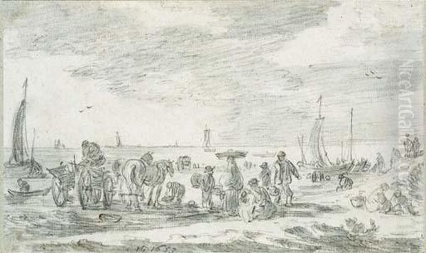 Fishermen On The Beach At Scheveningen - view 1