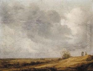 Peasants On A Dune Overlooking An Extensive Landscape by Jan van Goyen
