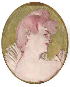 Portrait de femme (Medaillon pour la decoration du salon de la Maison de la rue d'Amboise, Paris) by Henri De Toulouse-Lautrec