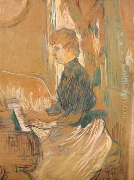 At the Piano Madame Juliette Pascal in the Drawing Room of the Chateau de Malrome 1896 - view 1
