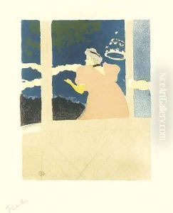 Aux Ambassadeurs -- Chanteuse au cafe-concert by Henri De Toulouse-Lautrec