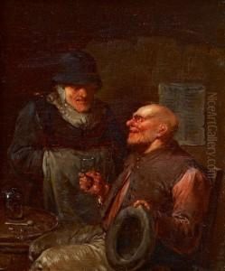 Zwei Kleine Gemalde: Interieurs Mit Je Zweitrinkenden Und Sich Unterhaltenden Mannern by Egbert Jaspersz. van, the Elder Heemskerck