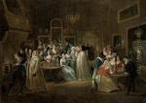 Elegant Company Taking Chocolate At A Masquerade Ball by Egbert Jaspersz. van, the Elder Heemskerck