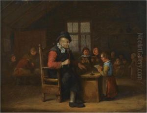 A Schoolroom Interior With A
Teacher Seated Behind A Desk, A Younggirl Reading, Other Pupils In The
Background by Egbert Jaspersz. van, the Elder Heemskerck