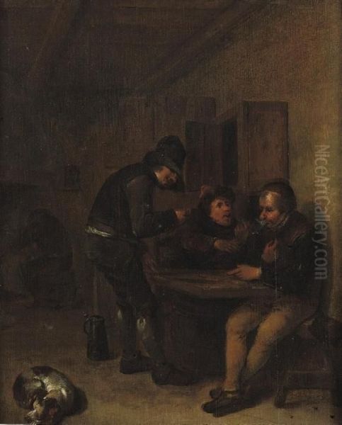 Boors Making Merry In An Interior - view 1