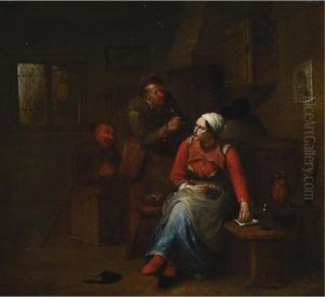 Two Peasants And A Woman In An Inn by Egbert Jaspersz. van, the Elder Heemskerck