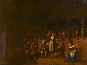 A Court Of Justice With A Woman Giving Evidence by Egbert Jaspersz. van, the Elder Heemskerck