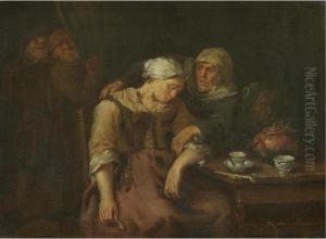 An Interior With Peasants