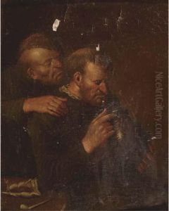 Two Peasants Smoking And Drinking Two Peasants Smoking And Drinking