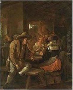 Peasants Drinking And Smoking At A Table In An Inn by Egbert Jaspersz. van, the Elder Heemskerck