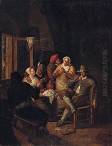 Peasants In A Cottage Interior by Egbert Jaspersz. van, the Elder Heemskerck
