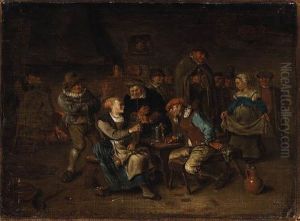 Peasants Merry Making In A Tavern by Egbert Jaspersz. van, the Elder Heemskerck