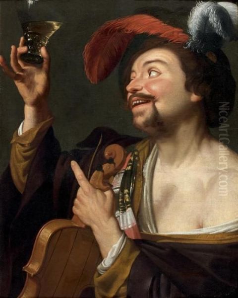 Violoniste Tenant Un Verre - view 1