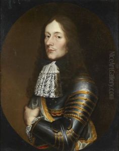 Portrait De Gentilhomme En Armure Dans Un Ovale Peint Portrait De Gentilhomme En Armure Dans Un Ovale Peint