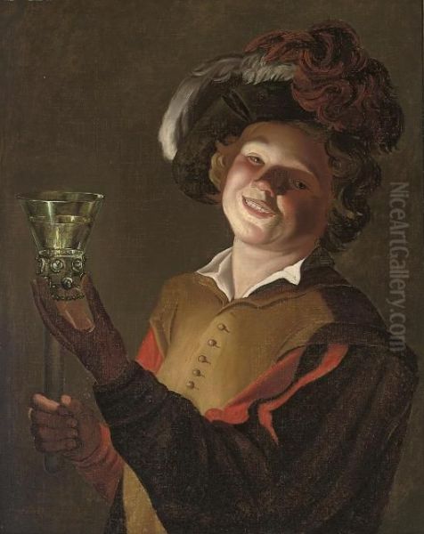 A Laughing Man, A Roemer Of Wine In His Left Hand - view 1