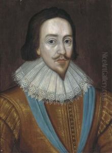 Portrait Of George Villiers, 
Duke Of Buckingham (1592-1628),bust-length, In A Gold Doublet And Lace 
Ruff