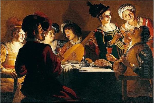 Merry Company With A Lute Player - view 1
