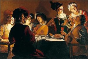 Merry Company With A Lute Player by Gerrit Van Honthorst