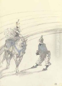 Au Cirque Ecuyere de panneau by Henri De Toulouse-Lautrec