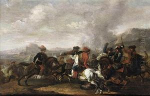 A Cavalry Engagement by Jan von Huchtenburgh