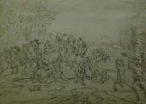 Combat De Cavaliers by Jan von Huchtenburgh