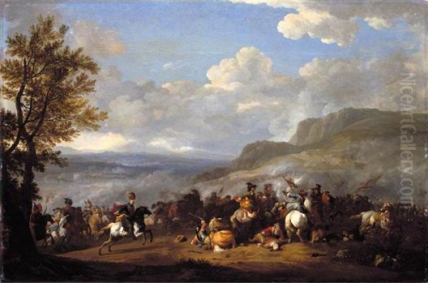 A Cavalry Skirmish In An Extensive Landscape - view 1