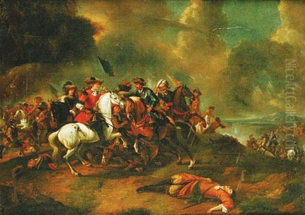 Scena Di
Combattimento Tra Cavalieri Sullo Sfondo Di Montagne E Castello - view 1