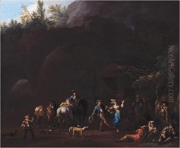 A Merry Company Dancing Before A Tavern - view 1