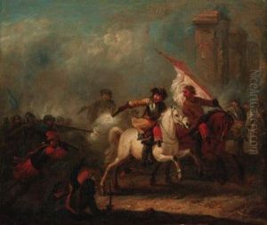 A Cavalry Skirmish by Jan von Huchtenburgh