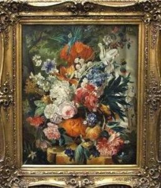 Still Life Of Flowers In A Terracotta Urn - view 1