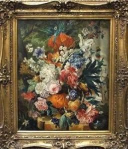 Still Life Of Flowers In A Terracotta Urn by Jan Van Huysum