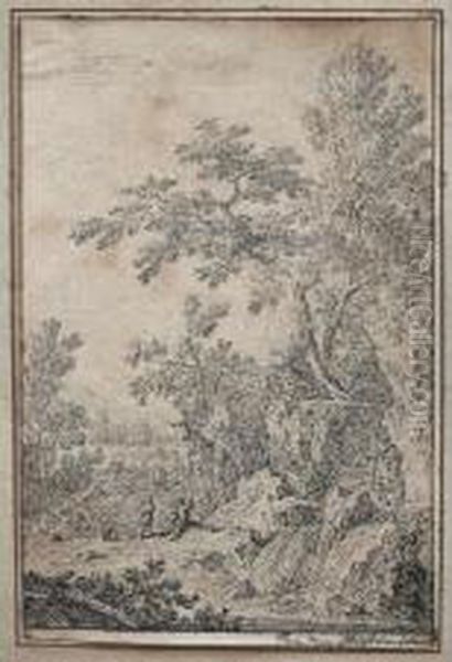 A Landscape With Figures On A Bank Near A Waterfall - view 1