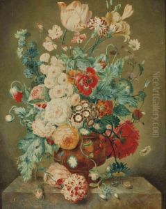 Fleurs Dans Un Vase Sur Un Rebord En Pierre