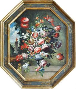 Still Life With Peonies And Variegated Tulips