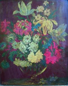 A Glass Bowl Of Mixed Flowers by Jan Van Huysum