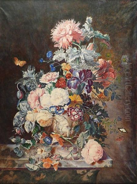 Bouquet De Fleurs, Papillons, Insectes. - view 1