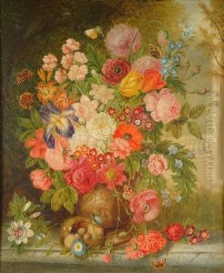 Still Life Of Flowers Inan Urn by Jan Van Huysum