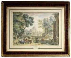 Arcadianlandscape With Herdsmen by Jan Van Huysum