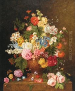 Floral Study With Butterflies