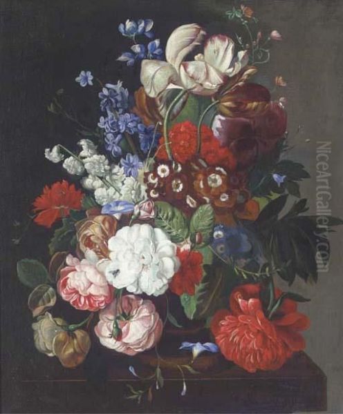 Flowers In A Vase On A Table - view 1