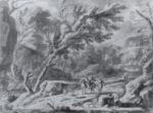 Arkadische Landschaft Mit Figurenstaffage by Jan Van Huysum