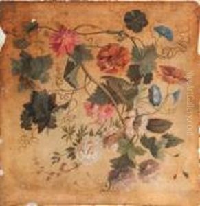 A Spray Of Ivy With Peonies, Morning Glory And Other Flowers by Jan Van Huysum