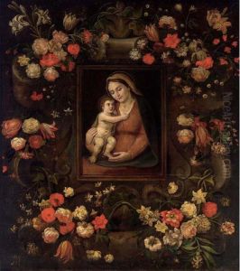 The Madonna And Child Placed In A Stone Ornament Surrounded The Madonna And Child Placed In A Stone Ornament Surrounded